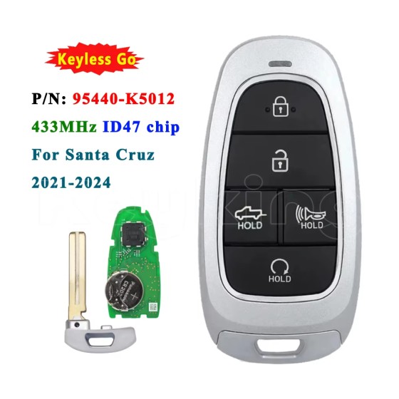 2022 Hyundai Santa Cruz / 5-Button Smart Key / PN: 95440-K5000/PN: 95440-K5002/ PN: 95440-K5010/PN: 95440-K5012/ TQ8-FOB-4F27 (AFTERMARKET)